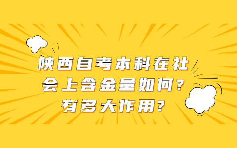 陕西自考本科在社会上含金量如何?有多大作用?